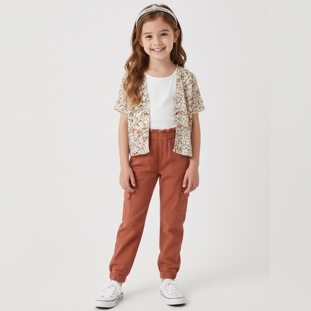 Epic Threads Rust Pants Pants w/ Pockets, LuLaRoe lightweight blouse. Girls M